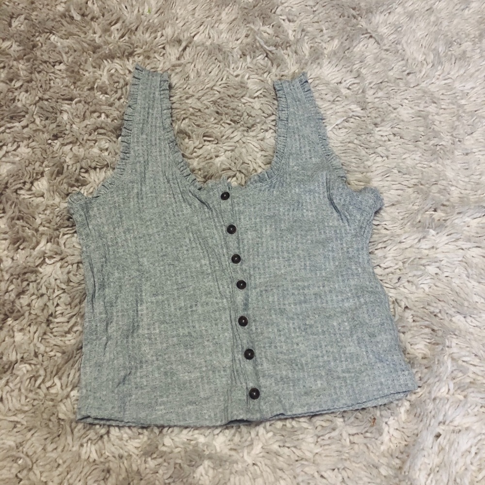 Grey ruffled sleeve tank top